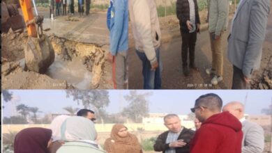 رئيس مياه الفيوم يتابع ميدانيًا إصلاح كسر مفاجئ بخط مياه رئيسى