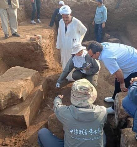 «البعثة المصرية ـالصينية» تعلن اكتشاف حجر جيرى و5 تماثيل لابو الهول