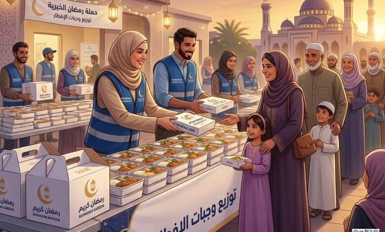 توزيع ١٥٨٠ وجبة إفطار صائم بوادي النطرون والرحمانية بالبحيرة