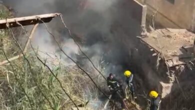 محافظ القليوبية يتابع السيطرة على حريق نشب بمحيط سور مخازن مجلس مدينة بنها