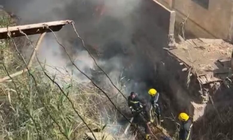 محافظ القليوبية يتابع السيطرة على حريق نشب بمحيط سور مخازن مجلس مدينة بنها