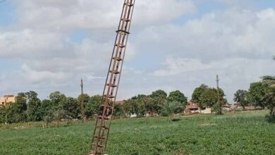 رياح شديدة تُهدد بسقوط عمود كهرباء بطامية