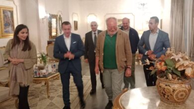 المحافظ عمرو لاشين يستقبل الملك أحمد فؤاد الثانى ومرافقوه بمطار أسوان الدولى فى زيارتهم لزهرة الجنوب