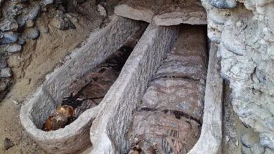 البعثة الإسبانية تكشف مقبرة رومانية نادرة وألسنة ذهبية بمدينة بهنسا فى المنيا