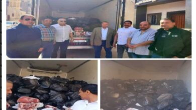 ضبط 5 أطنان لحوم مجهولة المصدر داخل سيارة نقل بالفيوم خلال حملة تموينية مكبرة