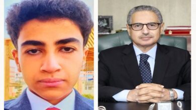 محافظ بني سويف يهنئ الطالب مروان محمد حداد الرابع بالثانوية العامة