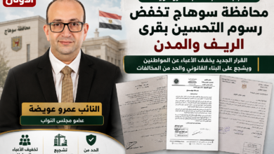 استجابة لطلب النائب عمرو عويضة.. محافظة سوهاج تخفض رسوم التحسين بالقرى 