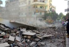 انهيار عقار من خمس ادوار بشكل جزئى فى روض الفرج