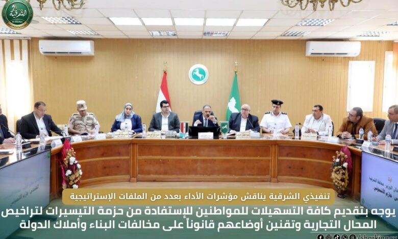  مجلس تنفيذي الشرقية يناقش مؤشرات الأداء بعدد من الملفات الإستراتيجية  