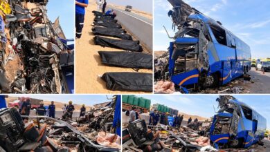 سائقَا الأتوبيس والتريلا ضمن مصابي حادث الصحراوي الغربي.. ونقل الجثامين إلى مستشفيين بالفيوم