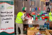 توزيع حقائب ومستلزمات مدرسية على الطلاب الأيتام وغير القادرين ببنى سويف
